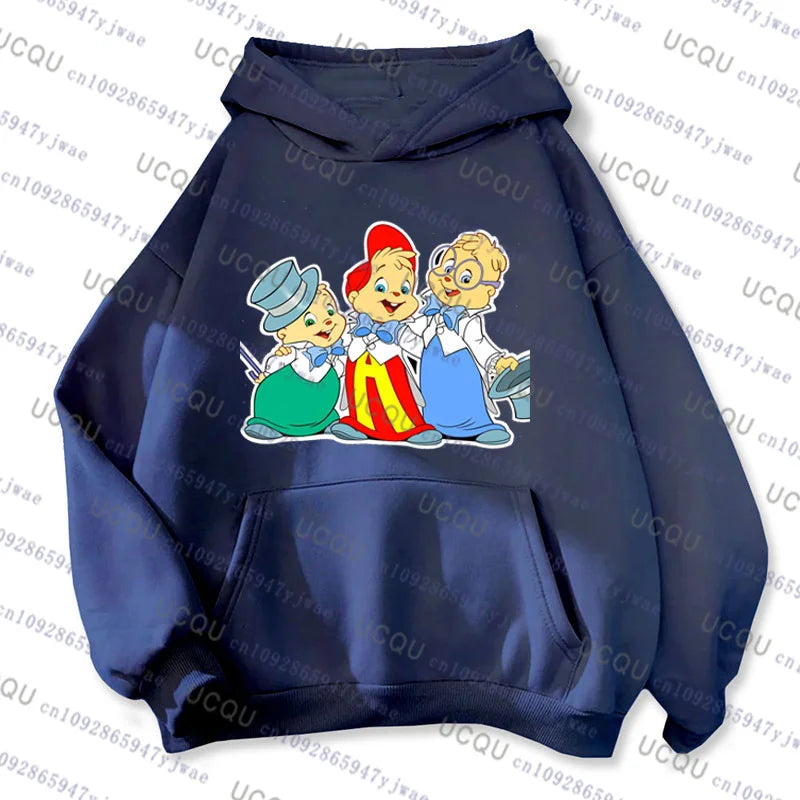 Alvin and The Chipmunks 2026 Sudadera con capucha de moda para mujer y hombre, disfraz de Halloween de Alvin Chipmunk, jersey de algodón para niños