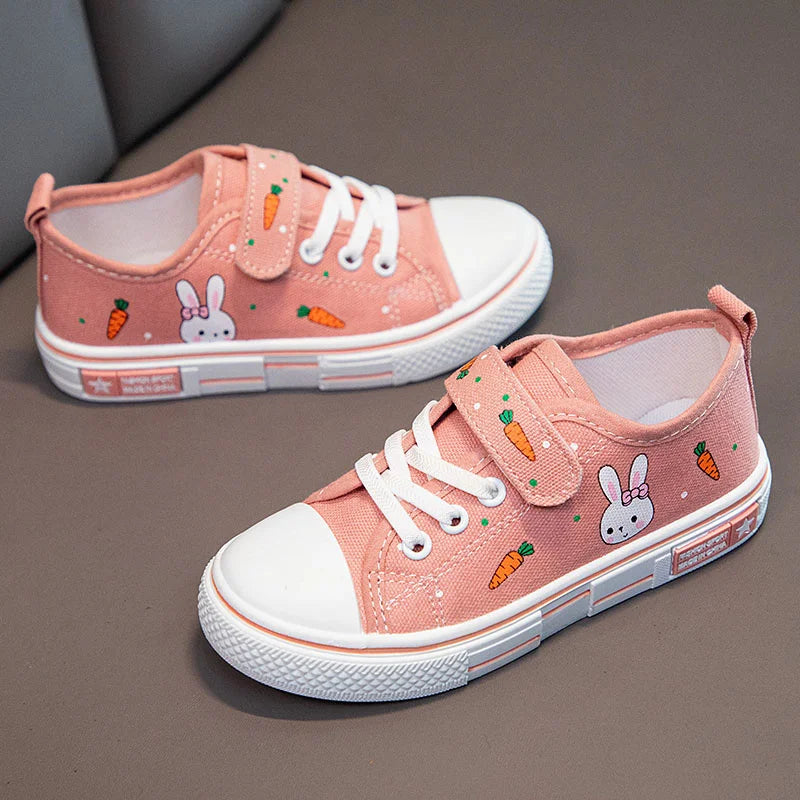 Zapatos de lona para niños y niñas, zapatillas informales estampadas, deportivas para correr, tenis, rosa, negro, de 4 a 12 años, Envío Gratis