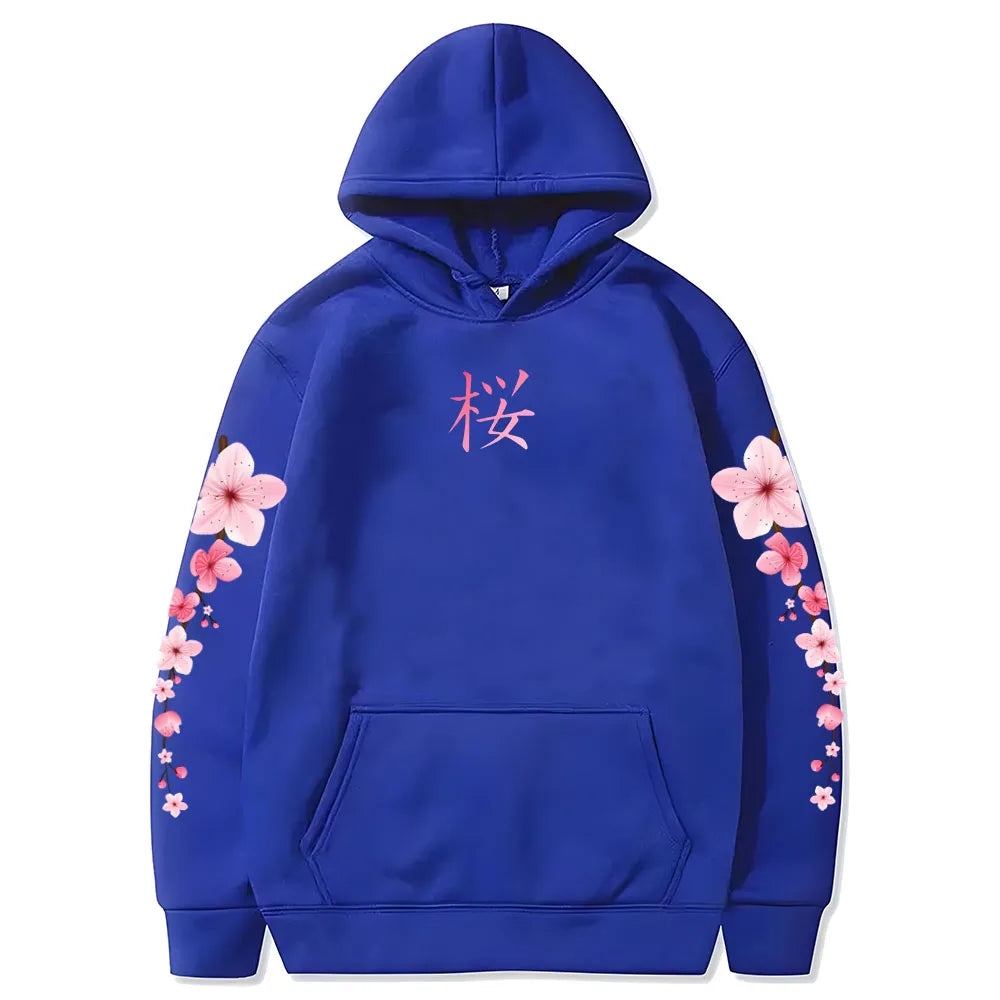 Sudaderas con capucha con estampado de Sakura de flores japonesas, sudaderas con capucha de invierno de manga larga, jerséis cómodos informales para mujeres/hombres con bolsillo