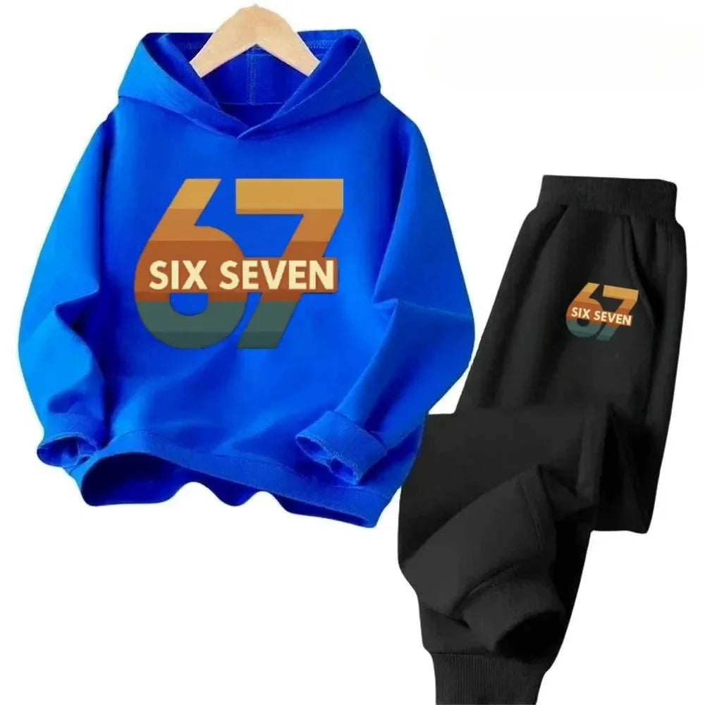 Conjunto de Ropa Infantil 67 Comfort, de 4 a 13 Años, Algodón Orgánico Antiencogimiento, Agradable al Tacto, Ropa Escolar, Conjunto de Sudadera Cómoda para Niños