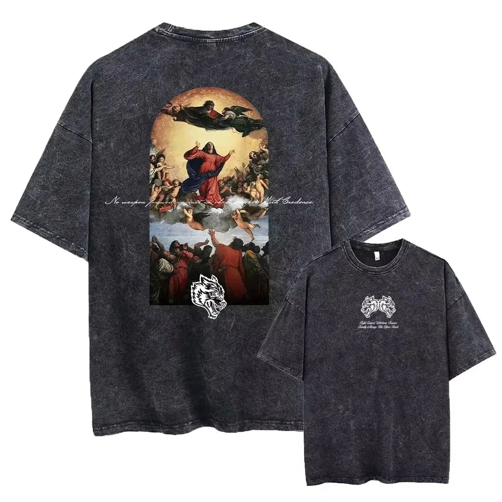 2025 Darc Wolves Sport Vintage camisetas lavadas gimnasio culturismo ropa Unisex verano Fitness TEE entrenamiento deporte camisetas