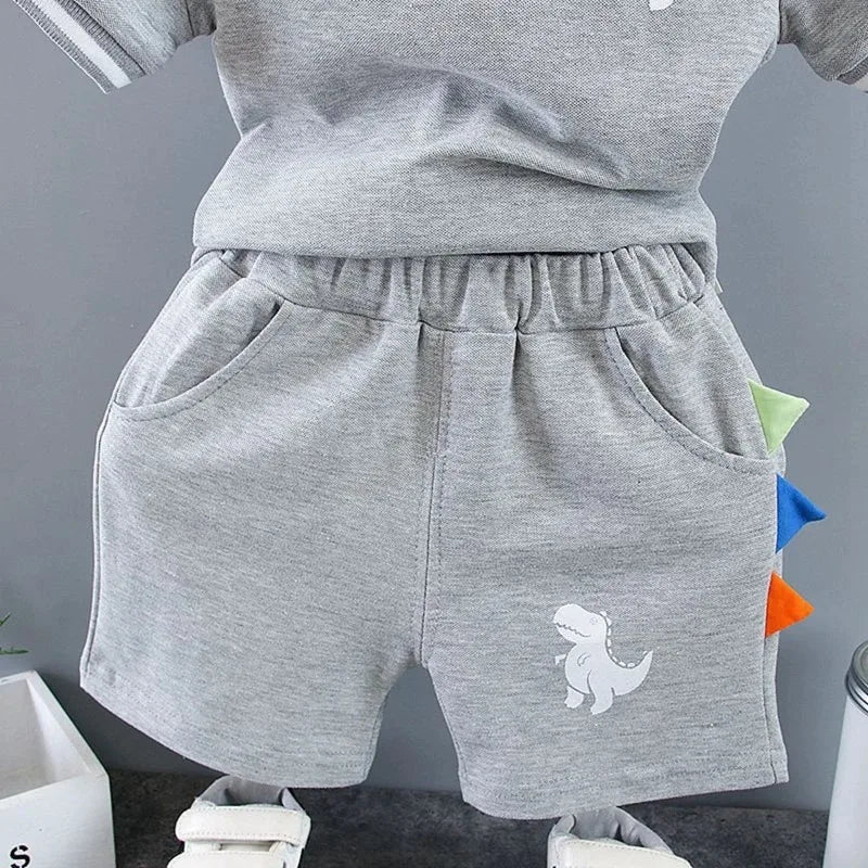 Nueva ropa de verano para bebés, camiseta de dibujos animados para niños, pantalones cortos, 2 unids/set, conjunto de ropa para niños, disfraz informal infantil, chándales para niños pequeños