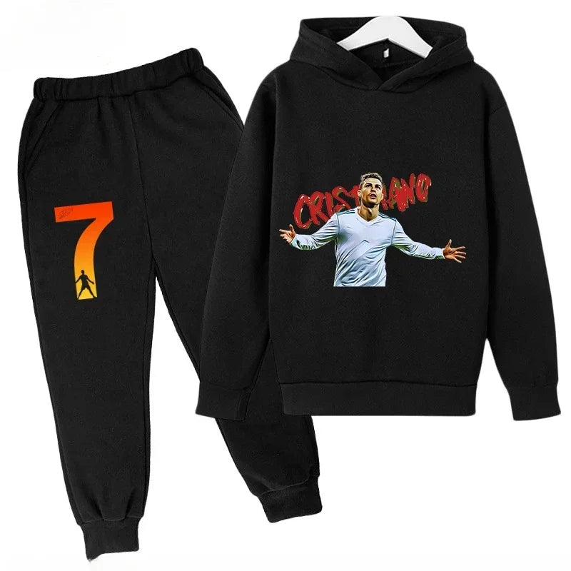 Chándal de Secado Rápido CR7 para Niños de 7 a 13 Años, Ronaldo 7 #   Conjunto Deportivo Estampado, Ropa Deportiva Transpirable, Ropa Infantil de Boutique