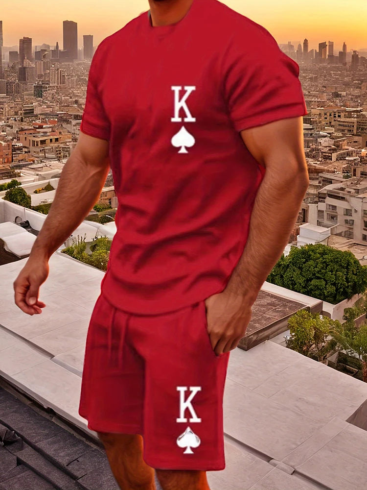 Camisetas de verano al aire libre de moda de calle para hombre Casual diario pantalones cortos deportivos para Hombre Camisetas y conjuntos de pantalones cortos con cordón para hombre