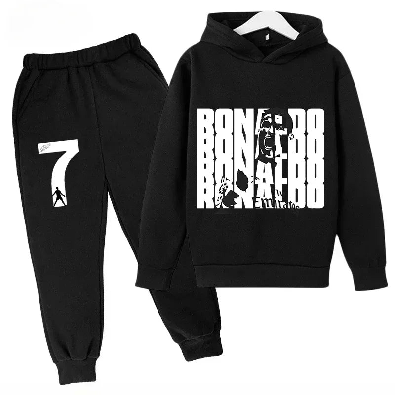 Chándal de Secado Rápido CR7 para Niños de 7 a 13 Años, Ronaldo 7 #   Conjunto Deportivo Estampado, Ropa Deportiva Transpirable, Ropa Infantil de Boutique