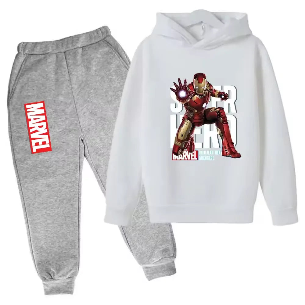 Sudadera con capucha de superhéroe de Marvel para niños, traje con capucha de Hulk para niños, traje de Iron Man para niños y niñas, conjunto de sudadera de otoño e invierno