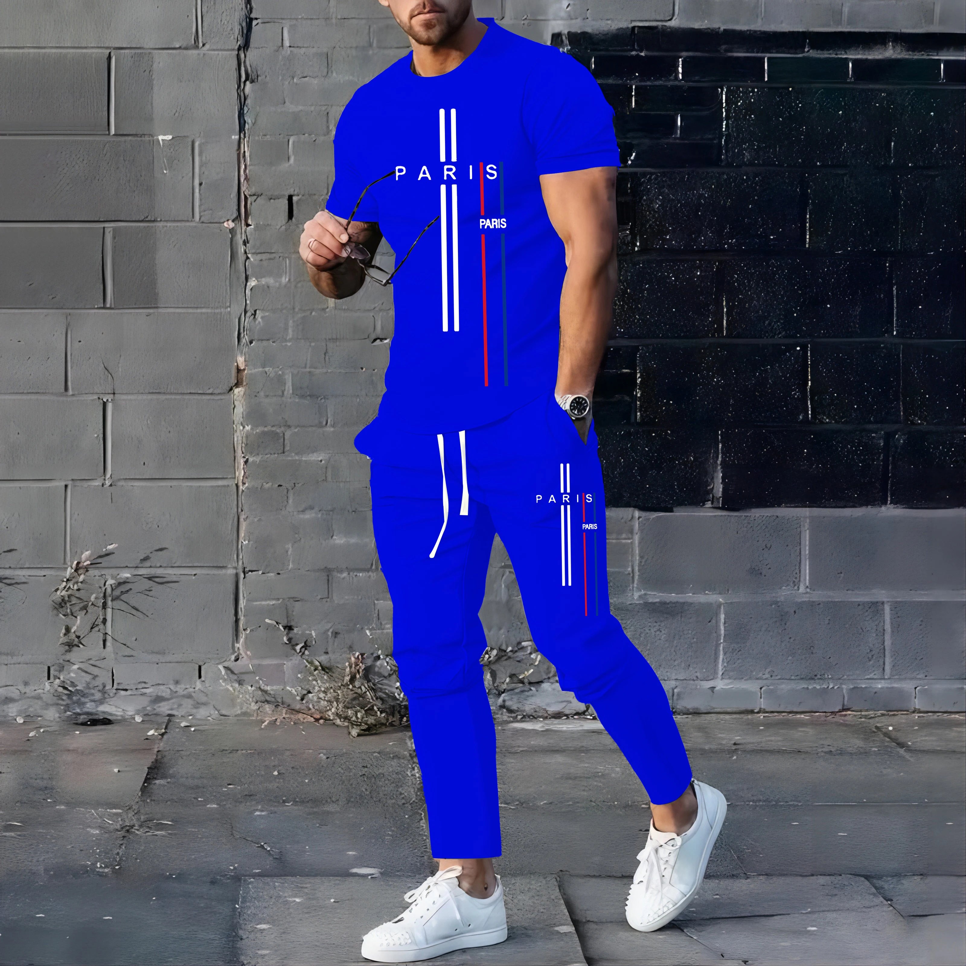 NOVEDAD DE VERANO 2023, ropa deportiva de fútbol a la moda para hombres, conjunto de camiseta y pantalones, pantalón corto informal, conjunto de manga, ropa para correr y Fitness