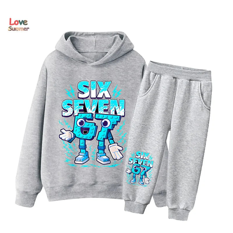 67 Six Seven sudadera con capucha pantalón 2 uds niños niñas italiano Brainrot chico niña sudadera 2 uds traje con capucha bebé chándal Casual