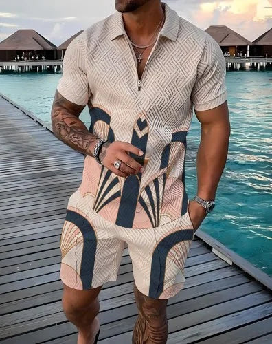 Chándal 3D Hombre | Polo Cremallera + Pantalón Corto Verano