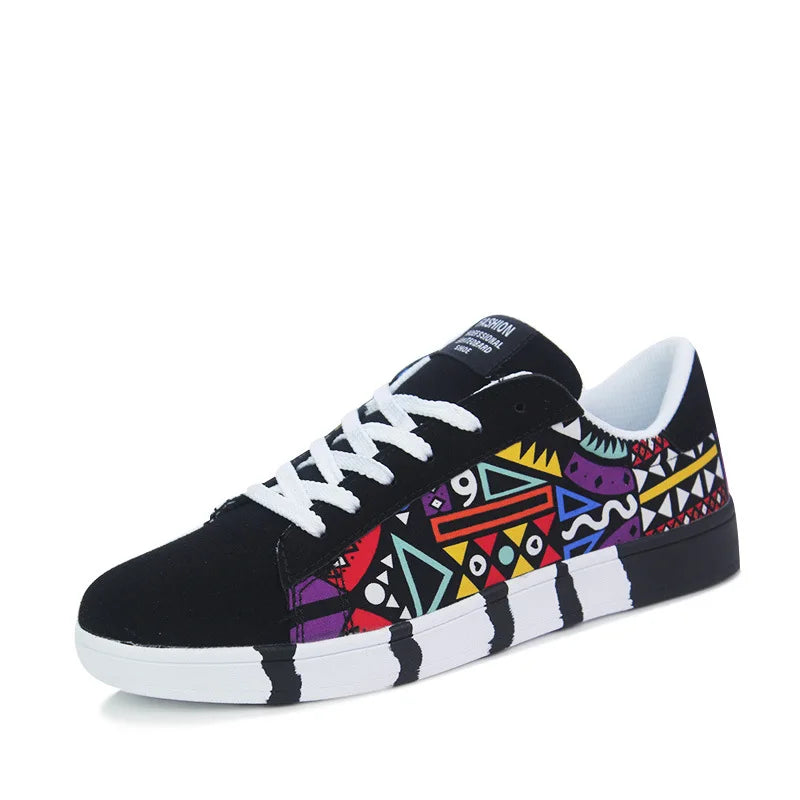 Nuevos Zapatos de tabla a la moda de verano para hombre, Zapatos deportivos antideslizantes para caminar al aire libre, Zapatillas deportivas con patrón de lona, Zapatos informales para hombre