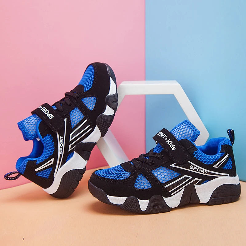 Zapatos de tenis para niños, zapatos planos de malla transpirables y cómodos para deportes al aire libre, zapatillas de deporte de verano a la moda para niños