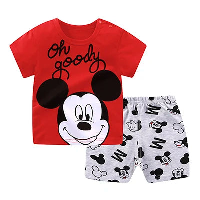 Conjunto de ropa informal para niños, chándal de 2 piezas con dibujos animados del Pato Donald, camiseta y pantalones cortos, verano, 1-4 años