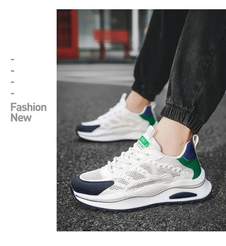 Zapatos deportivos informales y versátiles para hombre, botas de moto cruzadas blancas a la moda, suela suave, transpirabno 2024