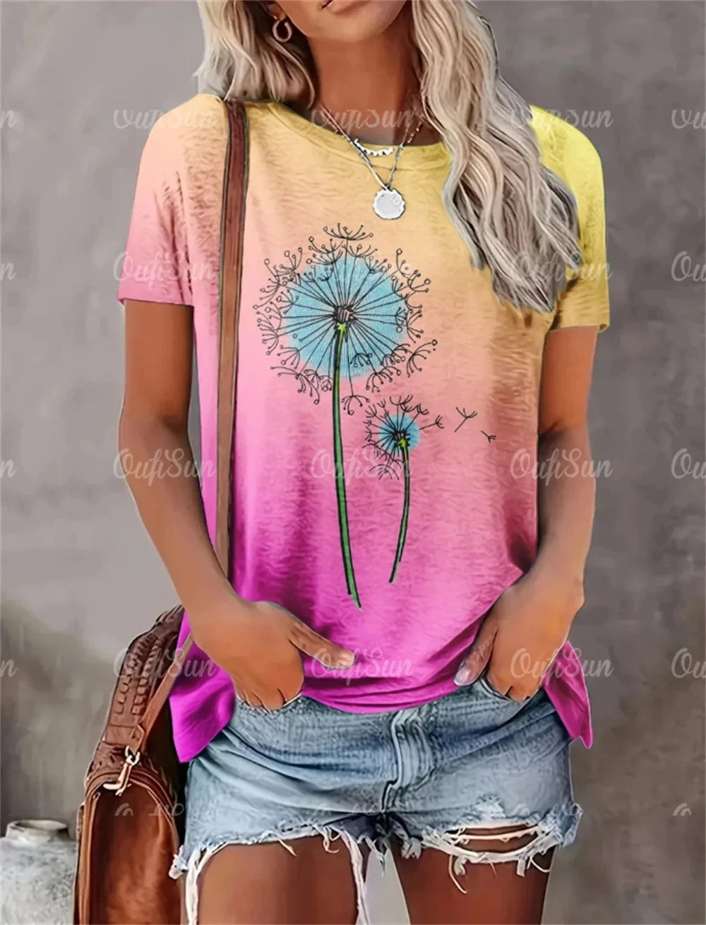 Camiseta con estampado de corazón para mujer, ropa de gran tamaño, camisetas, blusa de cuello redondo, diseño Original, nuevo estilo 2024