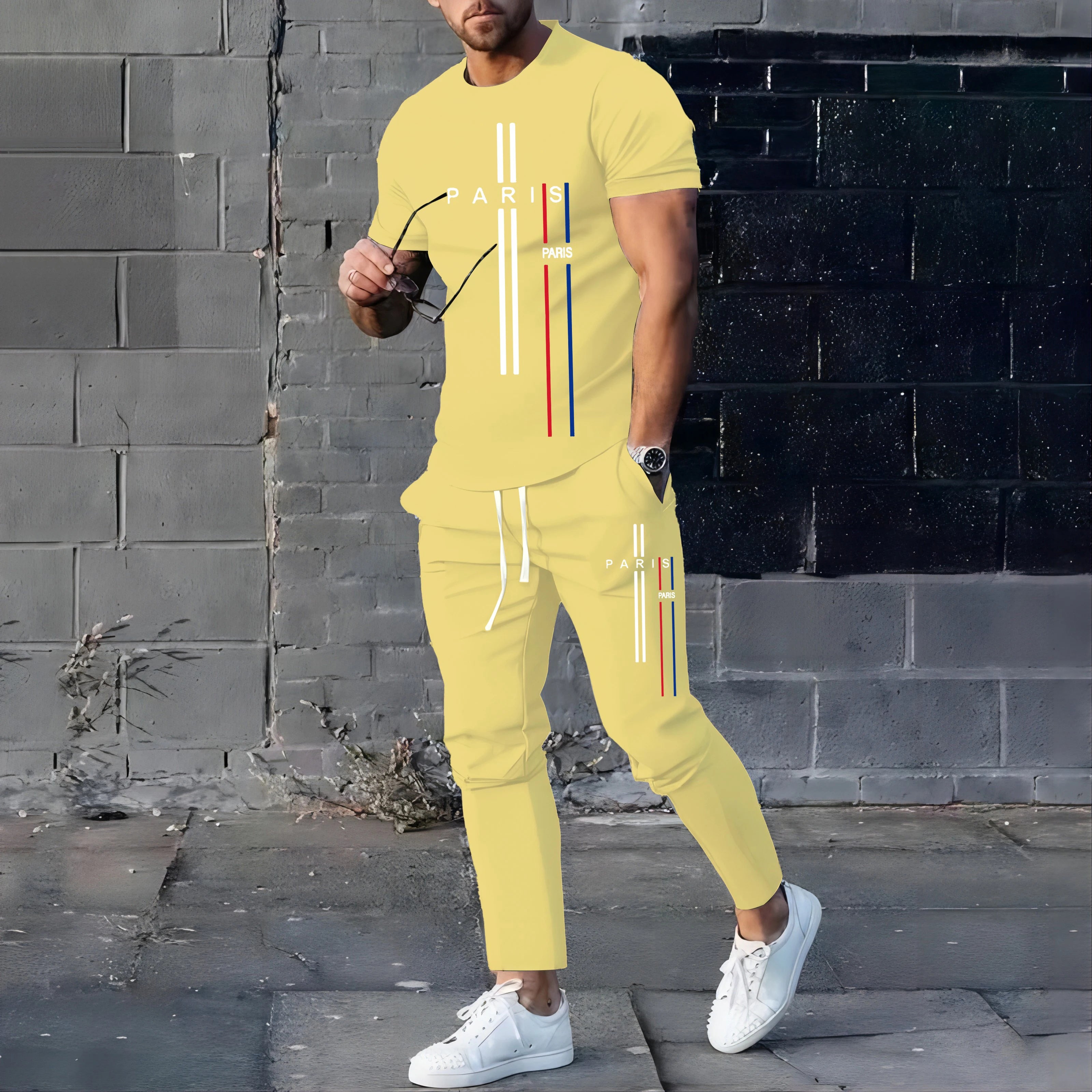 NOVEDAD DE VERANO 2023, ropa deportiva de fútbol a la moda para hombres, conjunto de camiseta y pantalones, pantalón corto informal, conjunto de manga, ropa para correr y Fitness