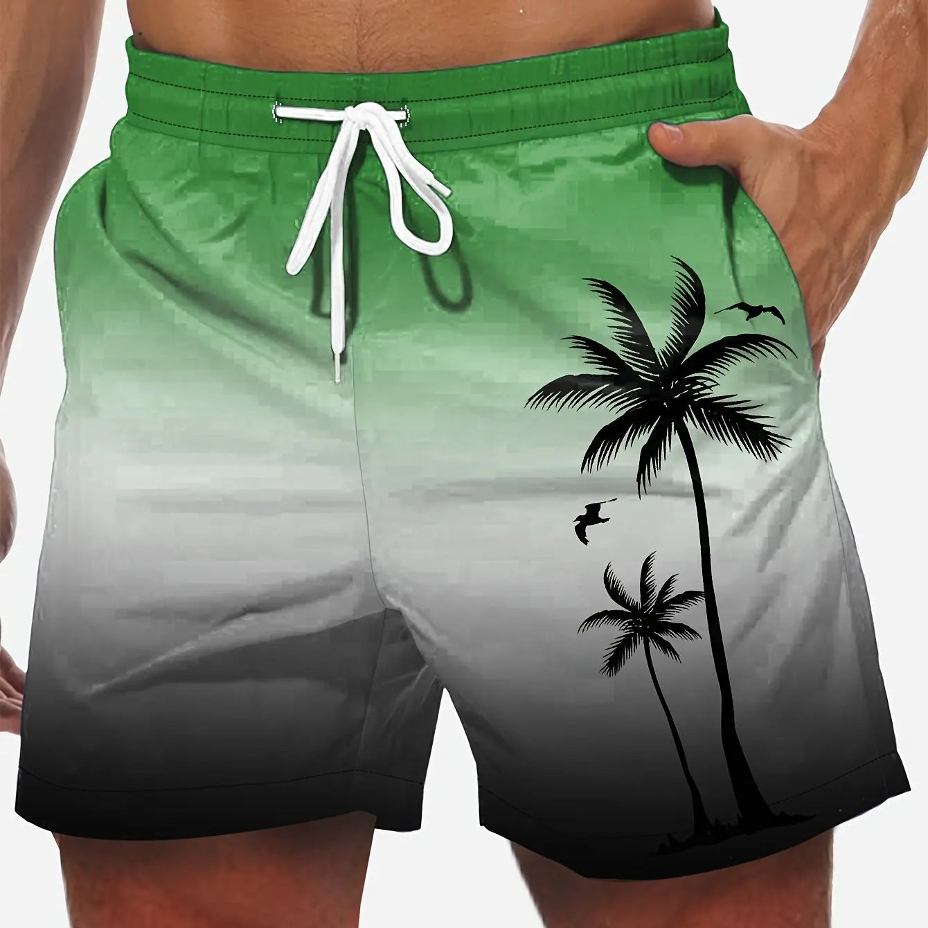 Pantalón Corto 3D Árbol de Coco Hombre | Bañador Playa Suelto Secado Rápido