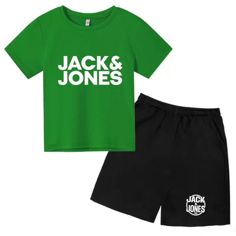 Conjuntos de Ropa para Niños y Niñas de 4 a 14 Años, Camisetas Transpirables de Verano con Estampado de Letras Sencillas y a la Moda + Pantalones Cortos, 2 Piezas