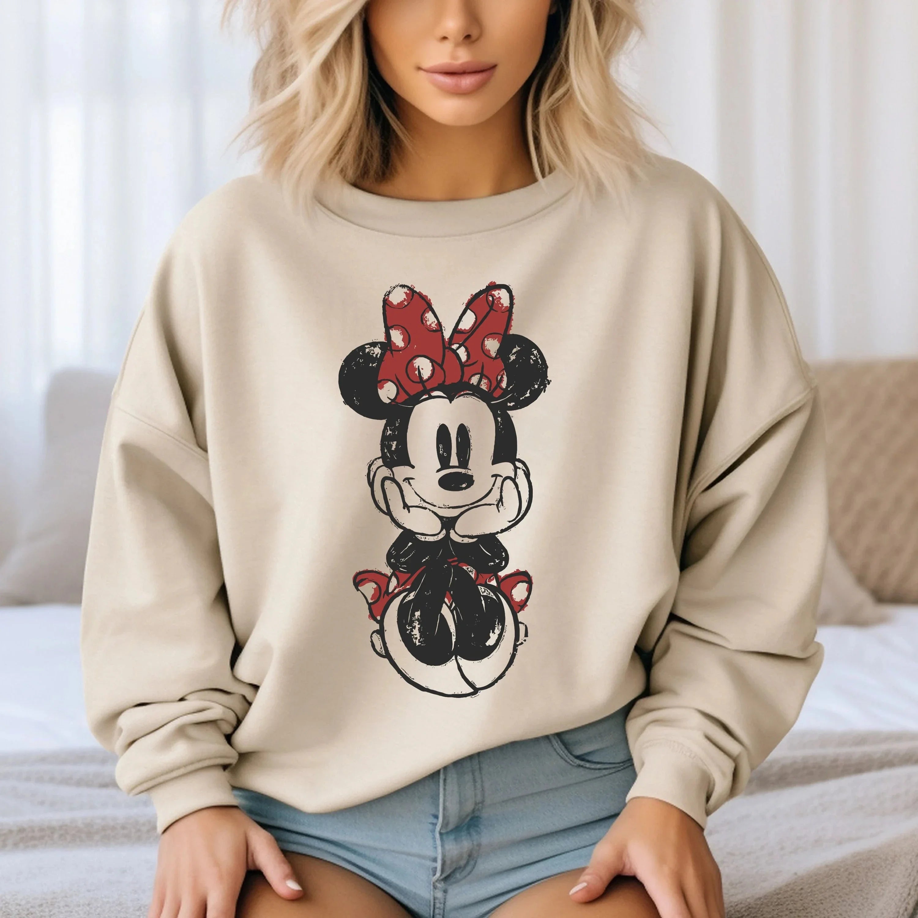 Sudaderas con gráficos de personajes de dibujos animados para mujer, moda Harajuku, sudadera de Minnie Mouse, Sudadera con capucha, Jersey, Tops informales