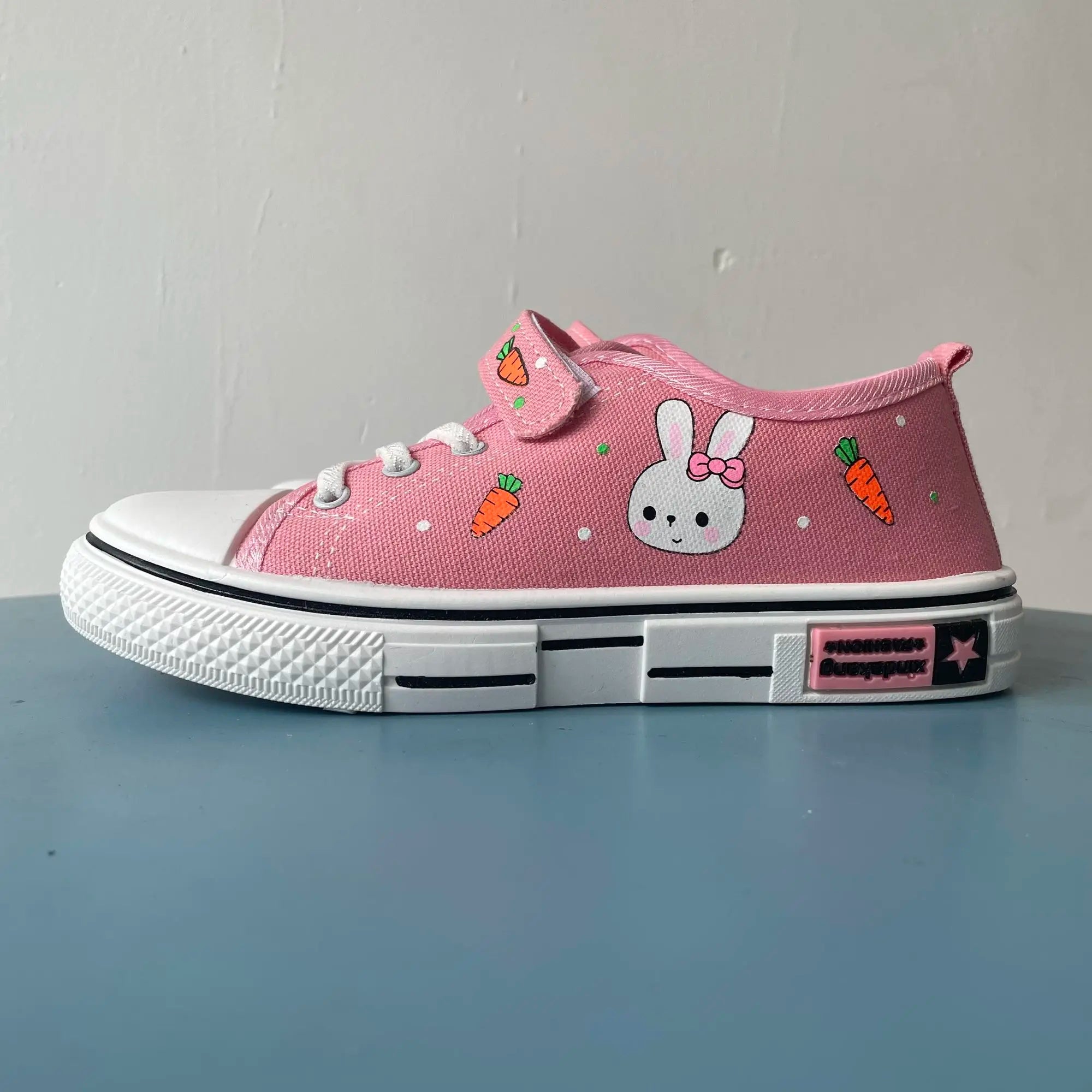 Zapatos de lona para niños y niñas, zapatillas informales estampadas, deportivas para correr, tenis, rosa, negro, de 4 a 12 años, Envío Gratis