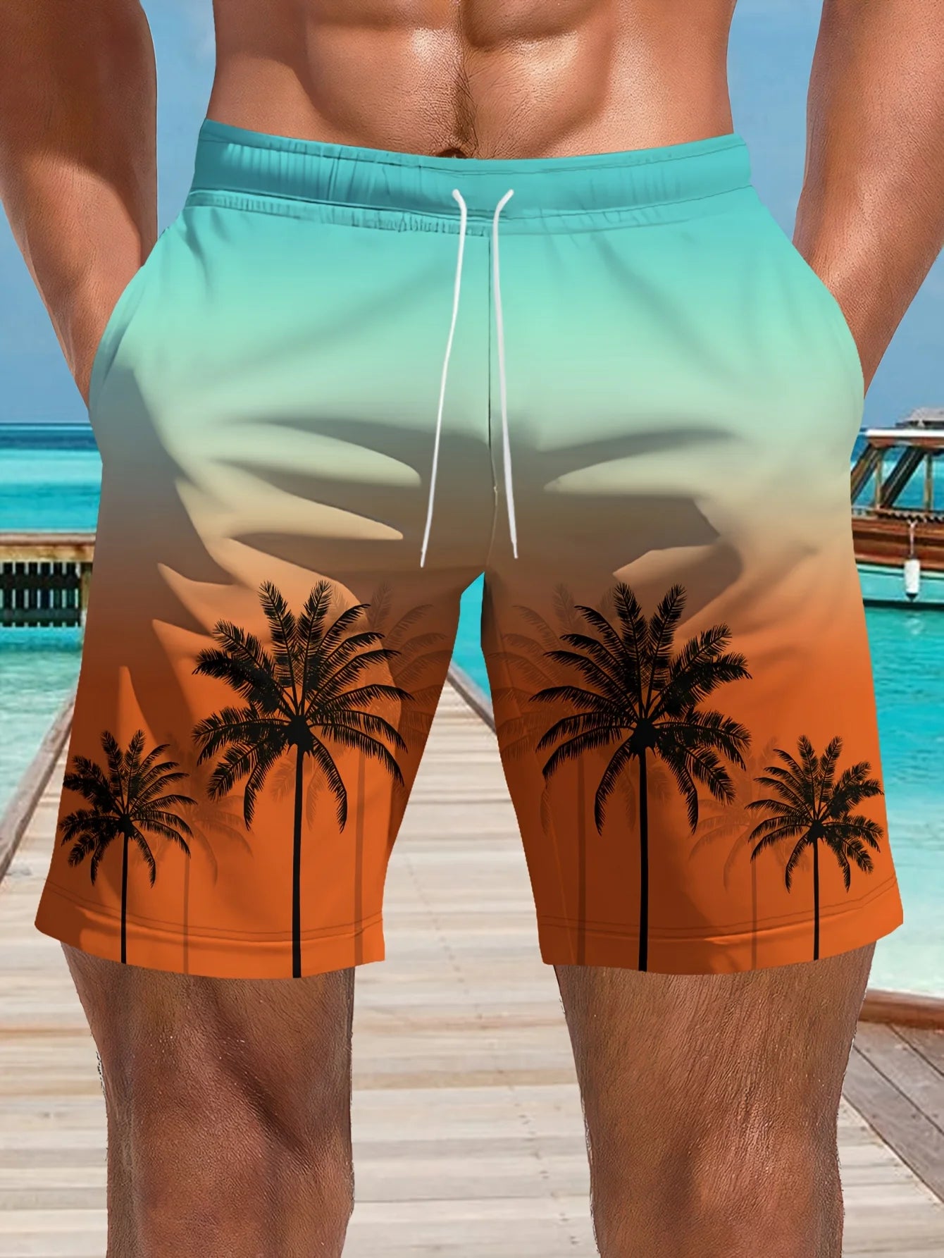 Shorts de Playa para Hombre con Estampado de Palmeras y Cocoteros, Nuevos Shorts de Verano para Vacaciones, Shorts Casuales Clásicos de Secado Rápido para Hombre
