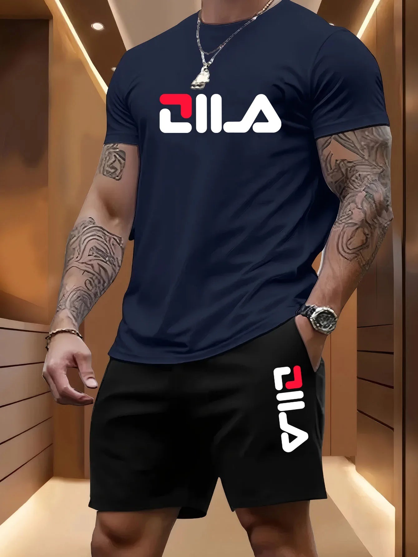Conjunto Deportivo de Verano para Hombre, Informal, para Playa, Baloncesto, Deportes al Aire Libre, Cómodo, de Dos Piezas, con Camiseta Holgada y Pantalones Cortos a la Moda
