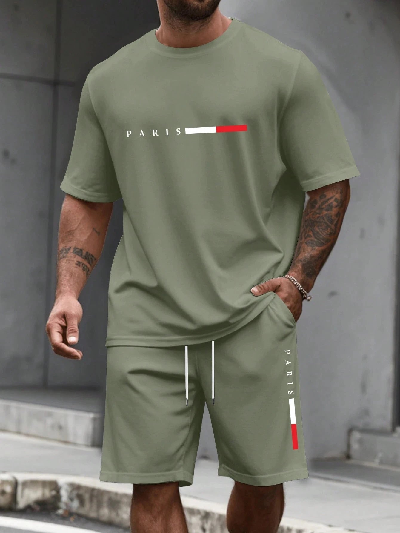 Chándal de hombre 2 piezas  Conjunto de camisa y pantalones cortos de manga corta con cuello redondo, traje para correr para hombre, camisetas de talla grande, ropa para hombre, camiseta de verano