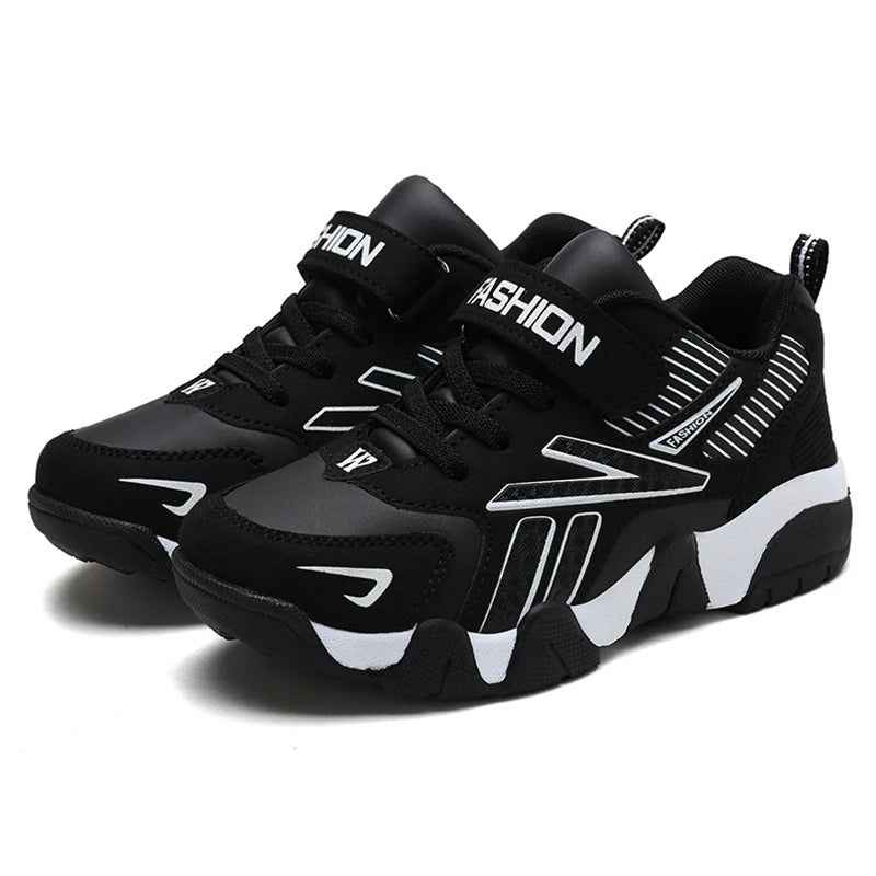 Zapatillas de deporte de moda para niños, zapatos de tenis cómodos de cuero para correr, zapatos deportivos ligeros para caminar al aire libre para niños