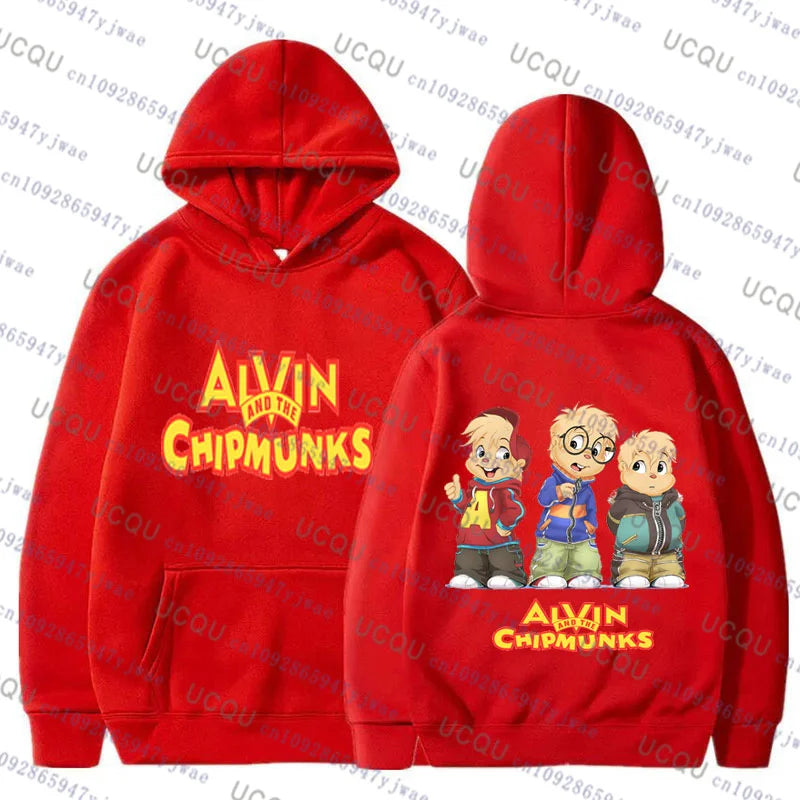 Alvin and The Chipmunks 2026 Sudadera con capucha de moda para mujer y hombre, disfraz de Halloween de Alvin Chipmunk, jersey de algodón para niños