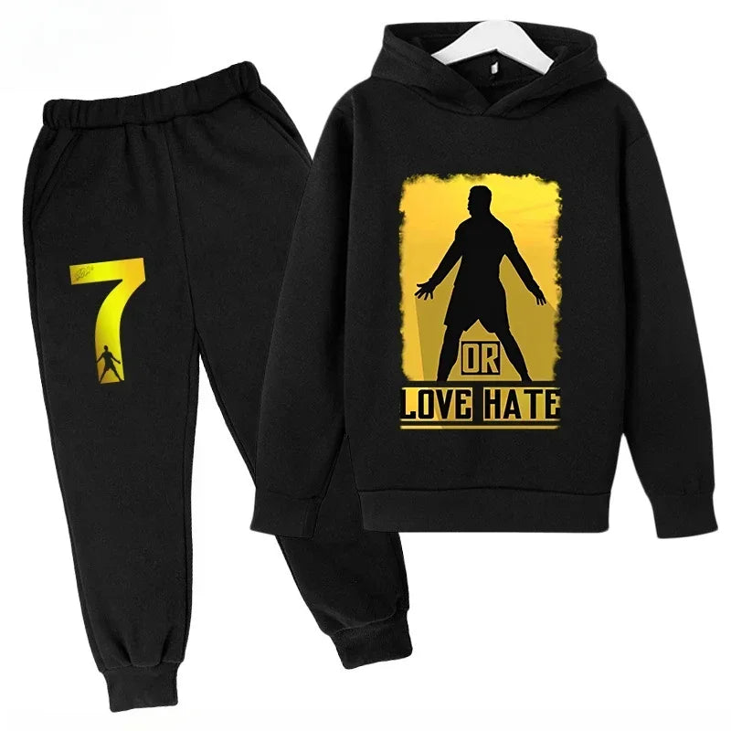 Chándal de Secado Rápido CR7 para Niños de 7 a 13 Años, Ronaldo 7 #   Conjunto Deportivo Estampado, Ropa Deportiva Transpirable, Ropa Infantil de Boutique