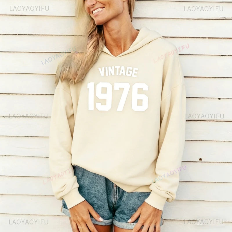 Sudaderas con capucha a juego para 45 cumpleaños, regalo Vintage 1976, sudadera de otoño e invierno, jersey de moda de manga larga para mantener el calor