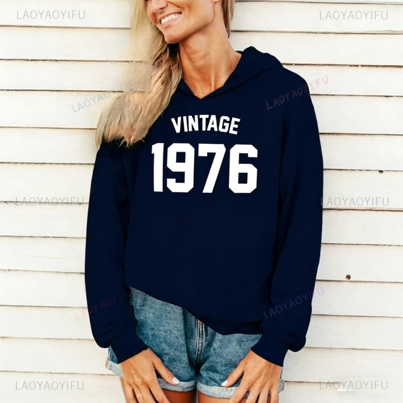 Sudaderas con capucha a juego para 45 cumpleaños, regalo Vintage 1976, sudadera de otoño e invierno, jersey de moda de manga larga para mantener el calor
