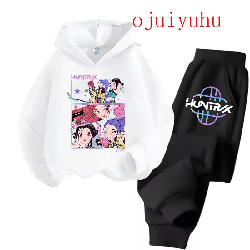 Kpop Demon Hunters Kawaii Jersey sudadera Anime Trucksuit dibujos animados niñas niño niños ropa conjuntos unisex sudaderas con capucha para niños