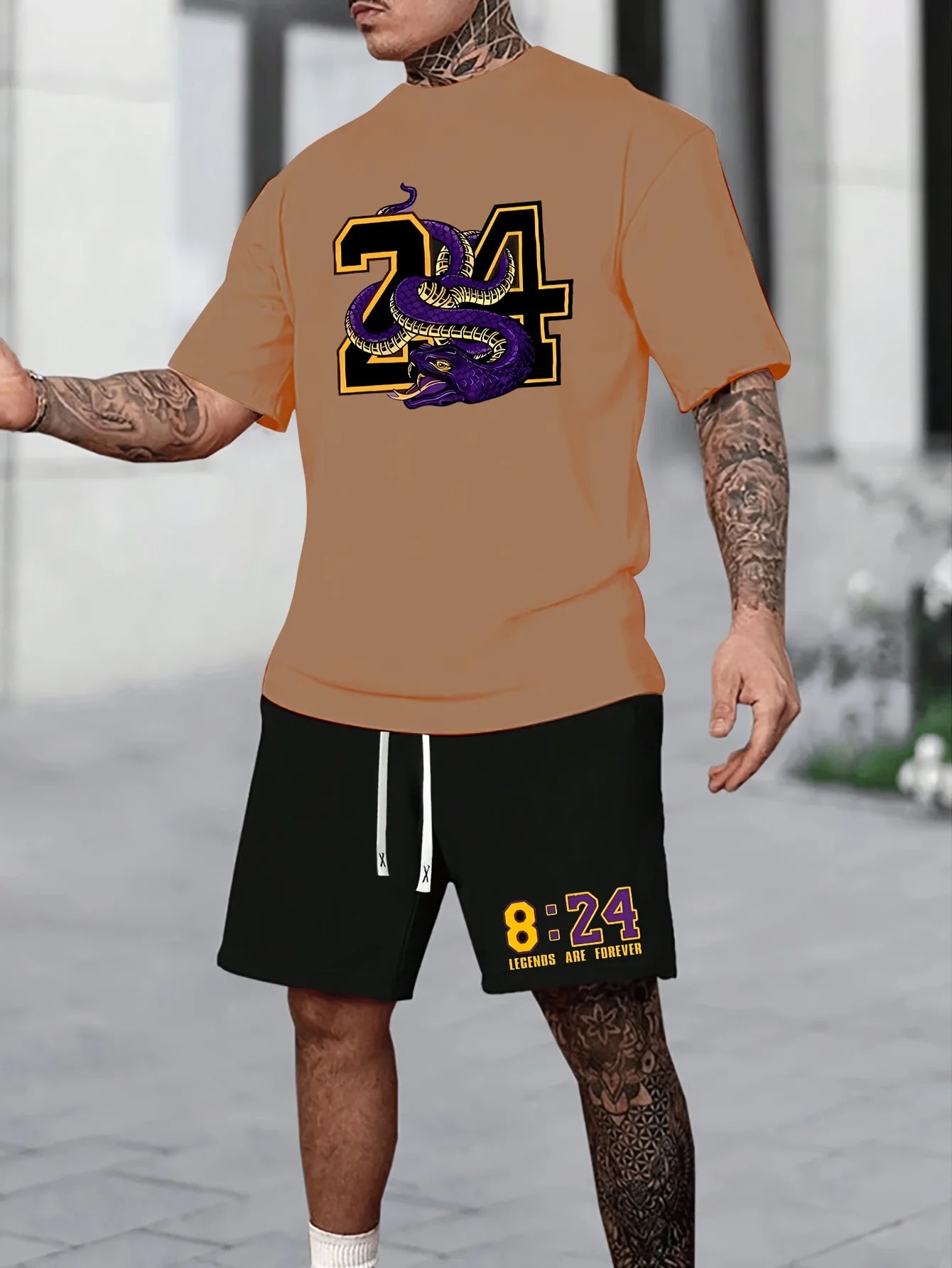 Conjunto relajado con temática Chicago de verano para hombre, conjunto de camiseta y pantalones cortos estampados talla 32, conjunto deportivo informal de dos piezas de talla grande para adultos