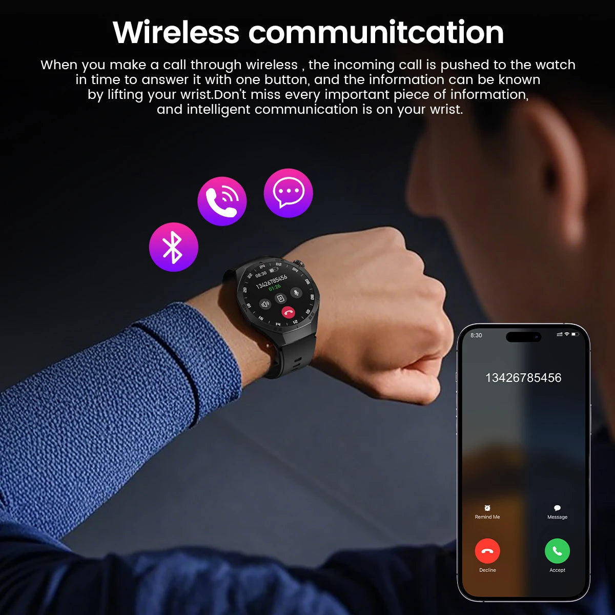 2025New para Android e ios reloj inteligente hombres pantalla AMOLED GPS trayectoria de movimiento ritmo cardíaco llamadas Bluetooth SmartWatch impermeable