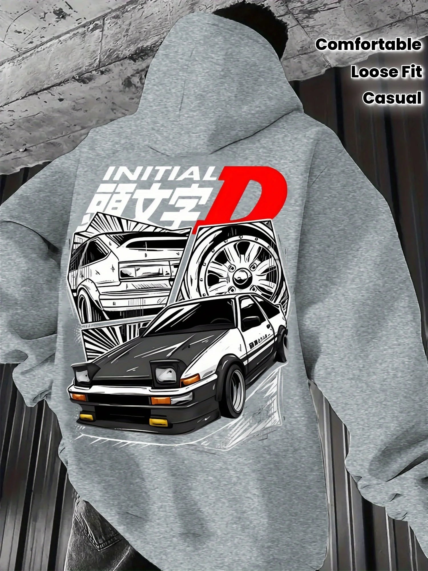 Sudadera Initial D Logo Negro - Anime JDM Hombre