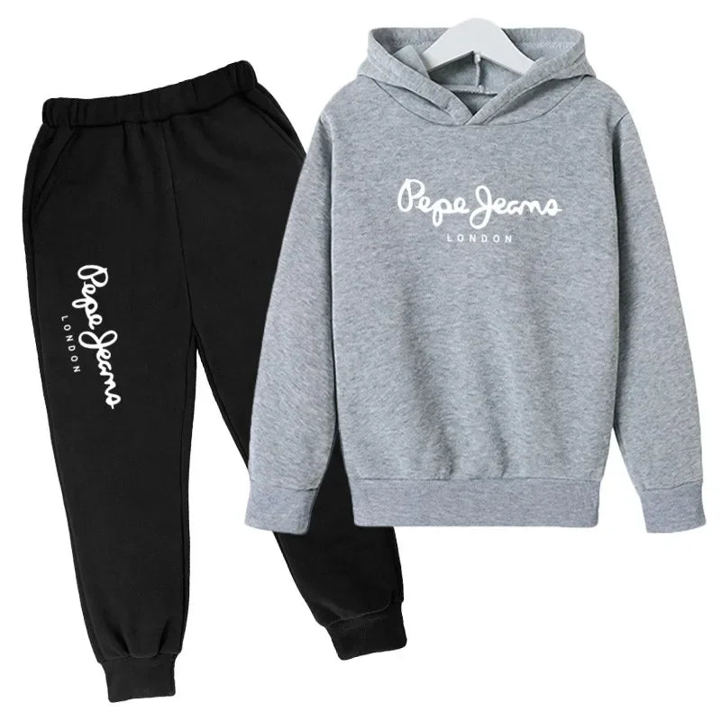 Ocio estampado de letras 2 uds Sudadera con capucha + Pantalones chándales 3-13 años niños niñas primavera otoño trajes ropa de calle ropa para niños