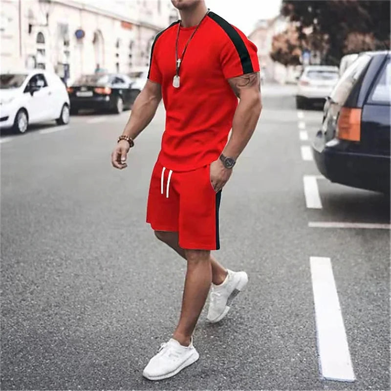 Conjunto Deportivo 3D Retro Hombre Talla Grande | Camiseta + Pantalón Corto Playa