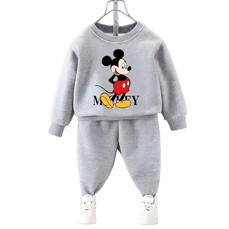 Conjuntos de sudaderas con capucha de manga larga para niños de Disney, jersey y pantalones de invierno, traje de dos piezas, sudadera informal para niños