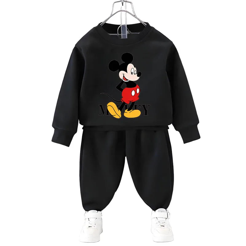 Conjuntos de sudaderas con capucha de manga larga para niños de Disney, jersey y pantalones de invierno, traje de dos piezas, sudadera informal para niños