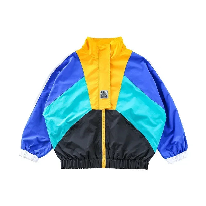 Abrigo de contraste de Hip Hop para niños y niñas, conjunto de ropa de Jazz para correr, chaqueta de retazos de baile callejero, pantalones de chándal, disfraz para niños, ropa de calle