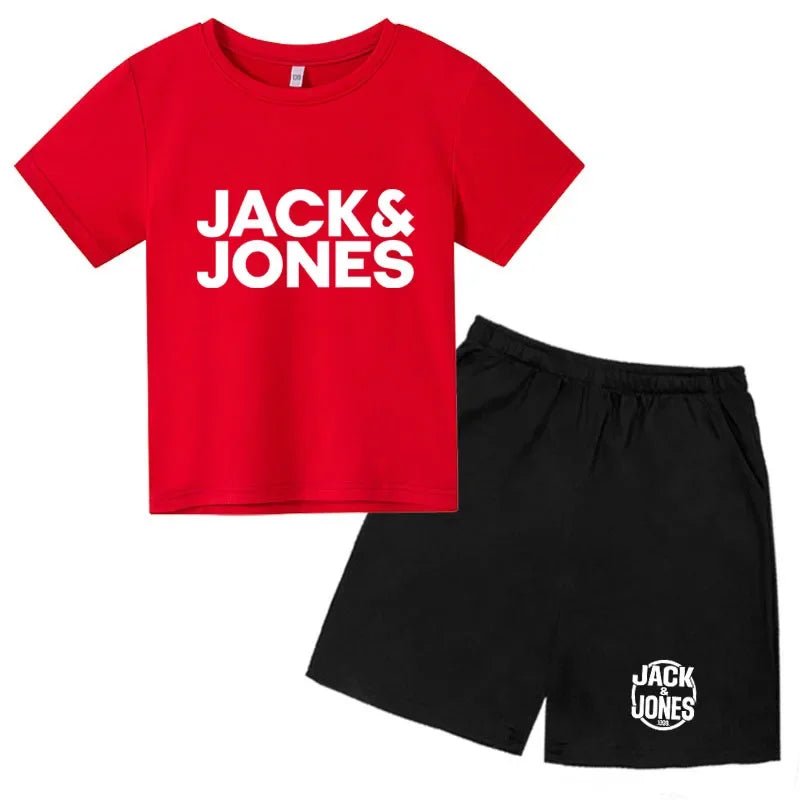 Conjuntos de Ropa para Niños y Niñas de 4 a 14 Años, Camisetas Transpirables de Verano con Estampado de Letras Sencillas y a la Moda + Pantalones Cortos, 2 Piezas