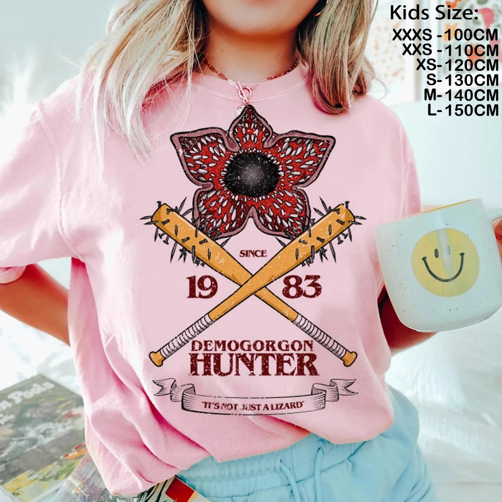 Camiseta Running Up That Hill para niños, camiseta de manga corta The Demogorgon para niños, camisetas informales holgadas con estampado con dibujo para niñas y niños