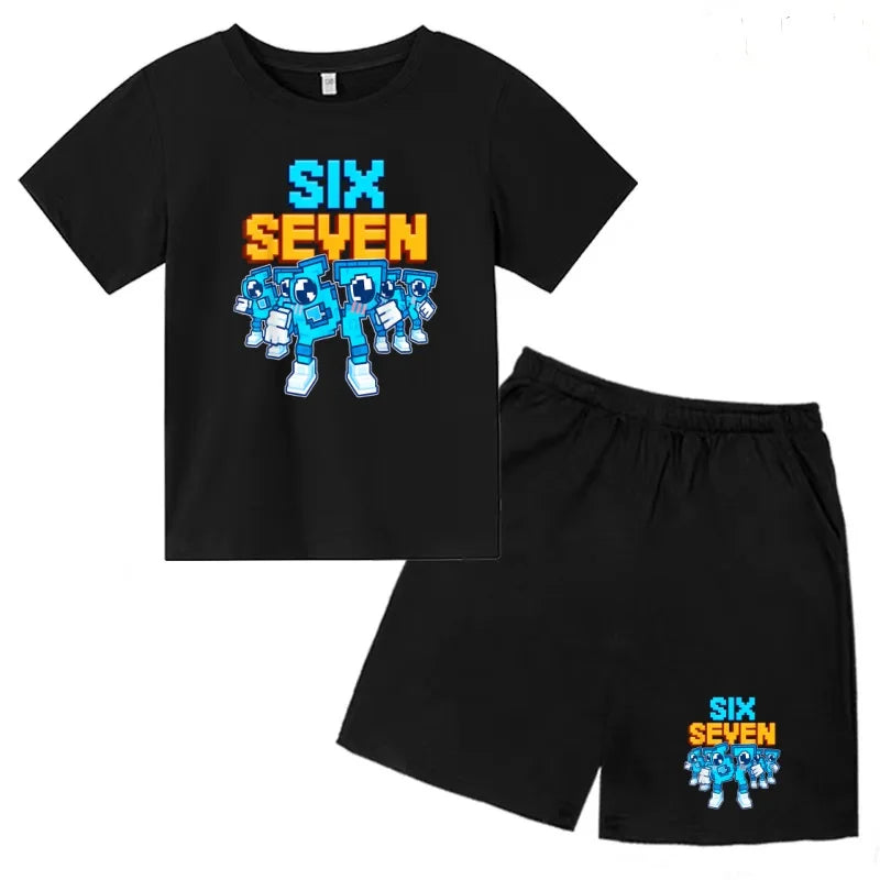 Nueva camiseta de verano con estampado de 67 Number Six Seven para niños de 3 a 12 años, ropa de dibujos animados de manga corta + pantalones cortos, conjunto deportivo informal para niños y niñas