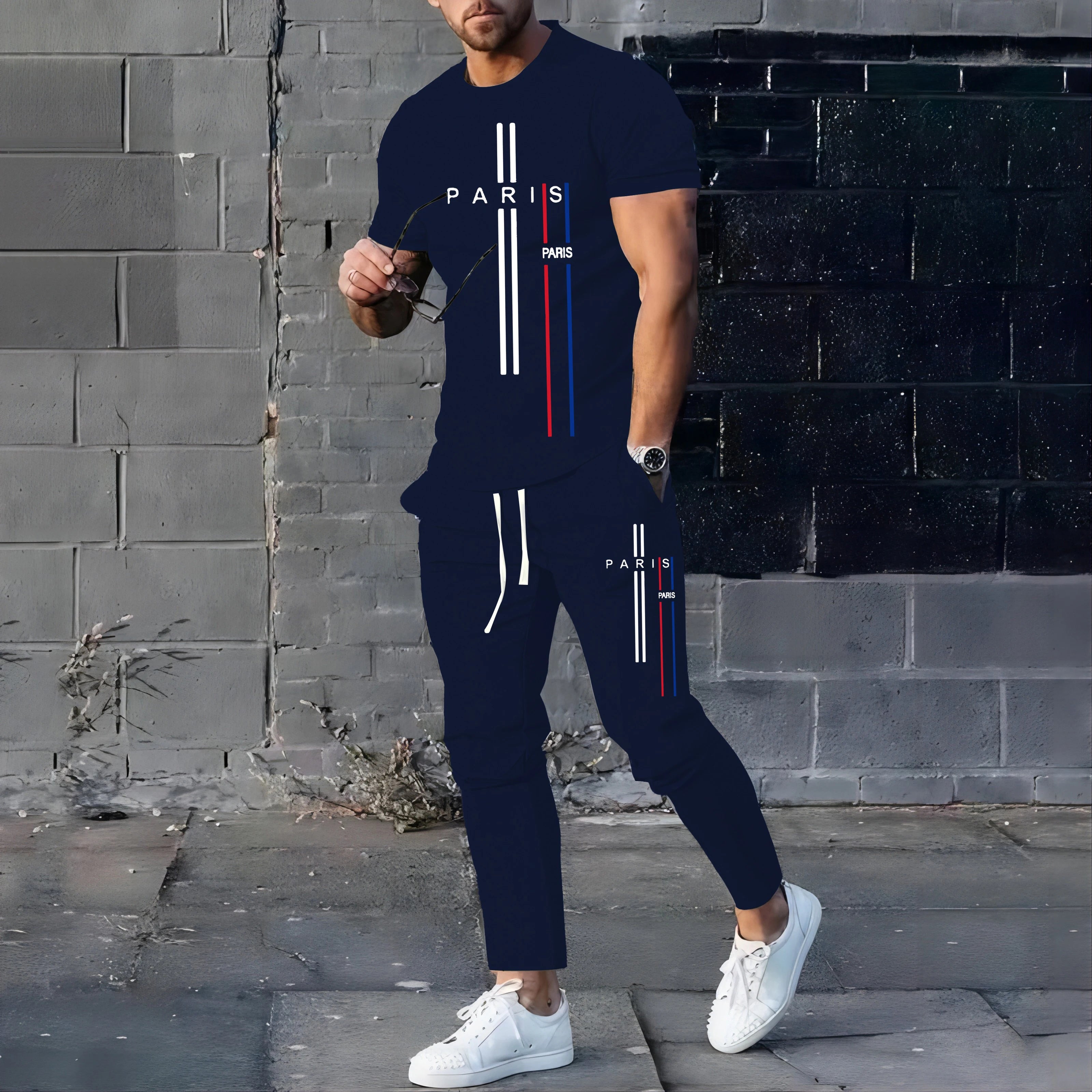 NOVEDAD DE VERANO 2023, ropa deportiva de fútbol a la moda para hombres, conjunto de camiseta y pantalones, pantalón corto informal, conjunto de manga, ropa para correr y Fitness