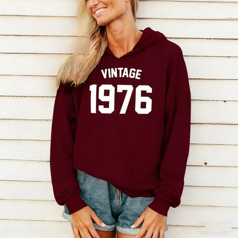 Sudaderas con capucha a juego para 45 cumpleaños, regalo Vintage 1976, sudadera de otoño e invierno, jersey de moda de manga larga para mantener el calor