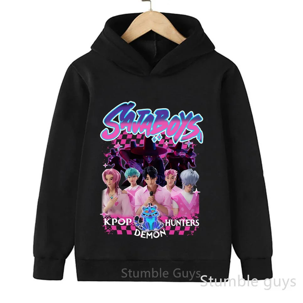 Conjunto de sudadera con capucha Kpop Demon Hunters de 3 a 14 años, ropa deportiva para niños y niñas, ropa diaria de otoño para niños
