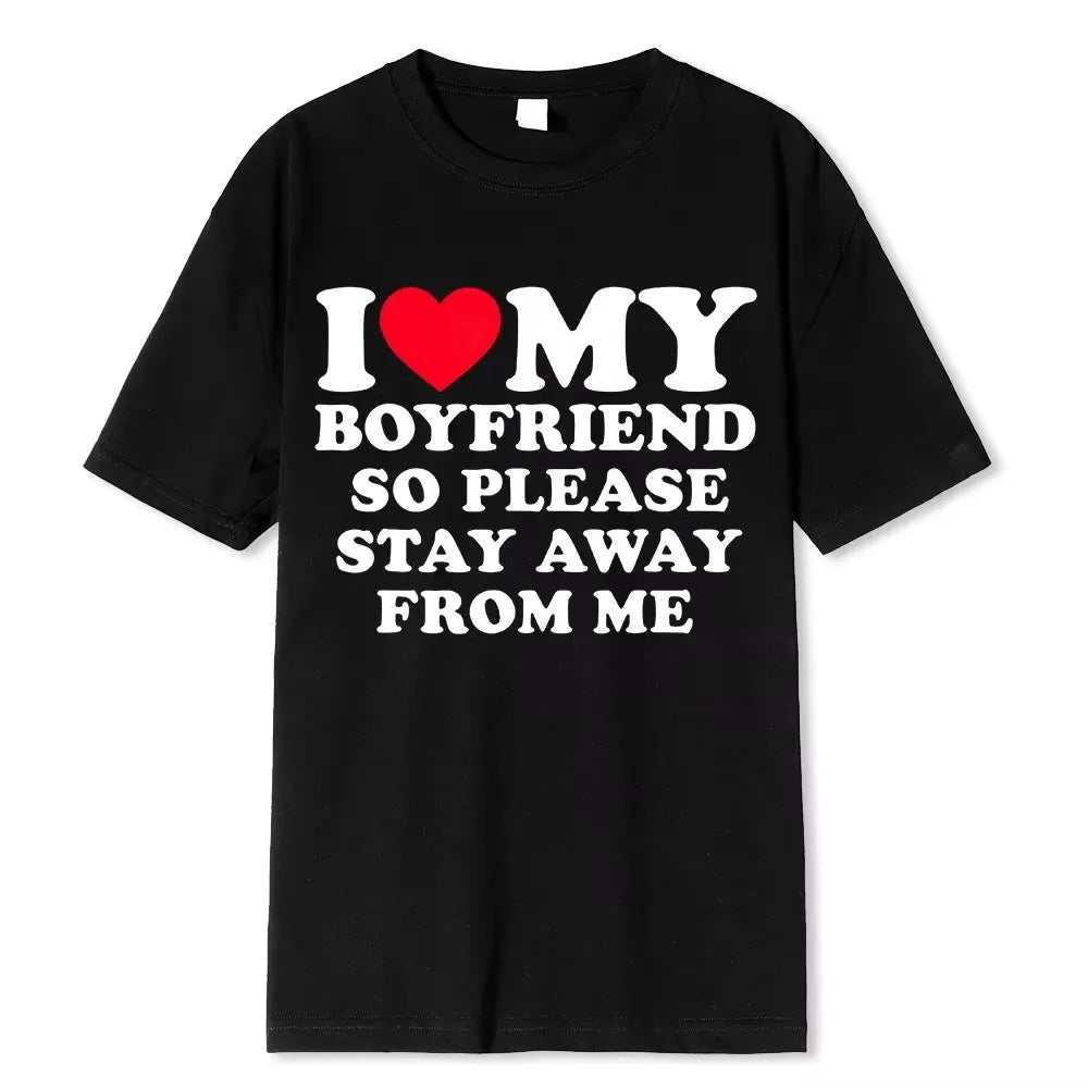 Amo a mi novio ropa I Love My Girlfriend camiseta mujer verano Manga gráfico Camiseta de manga corta suave Mujer