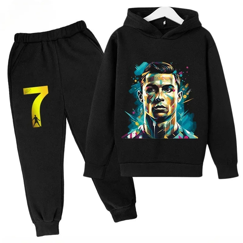 Chándal de Secado Rápido CR7 para Niños de 7 a 13 Años, Ronaldo 7 #   Conjunto Deportivo Estampado, Ropa Deportiva Transpirable, Ropa Infantil de Boutique