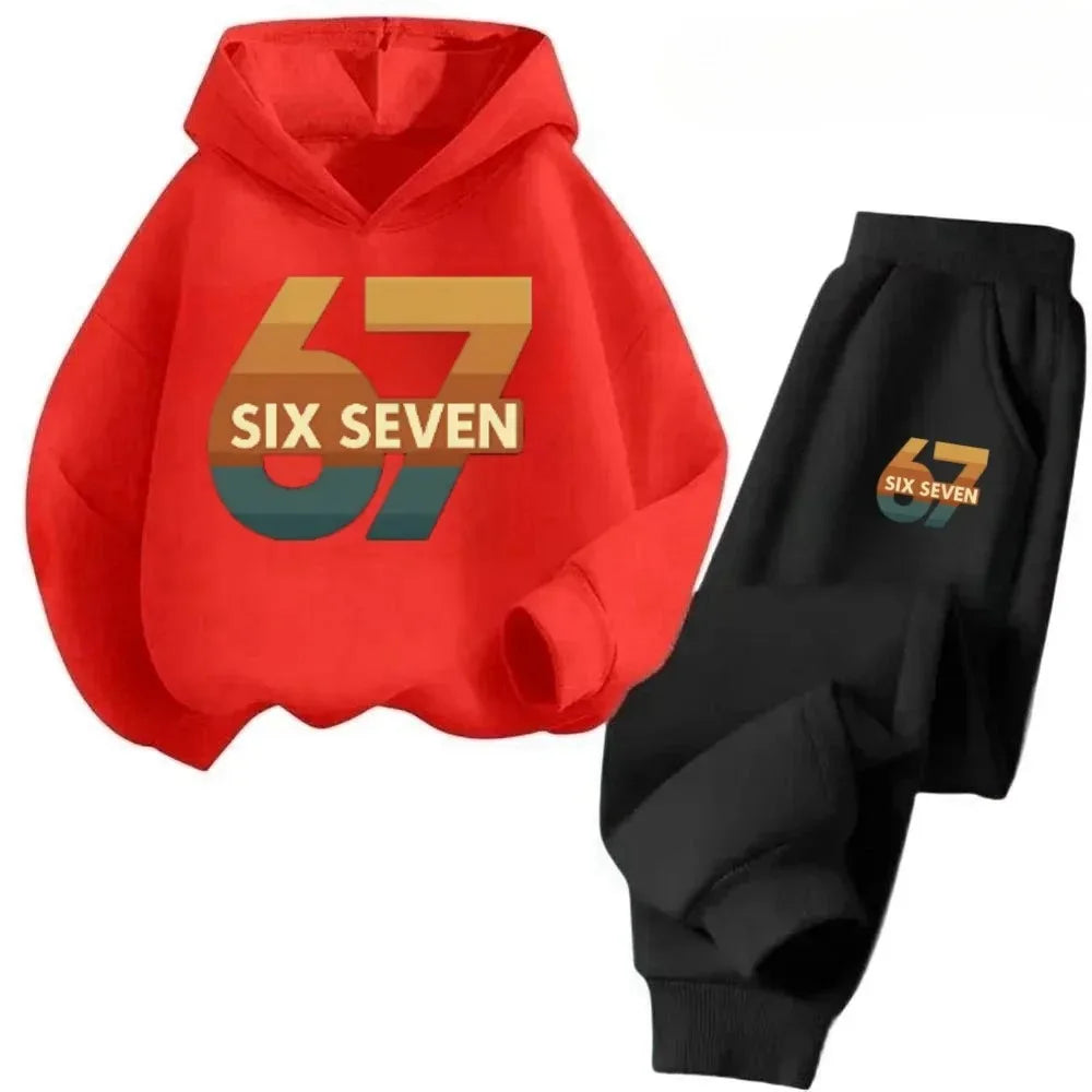 Conjunto de Ropa Infantil 67 Comfort, de 4 a 13 Años, Algodón Orgánico Antiencogimiento, Agradable al Tacto, Ropa Escolar, Conjunto de Sudadera Cómoda para Niños
