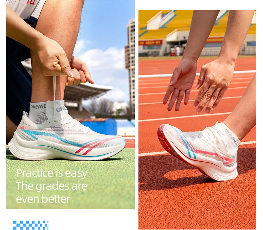 ONEMIX-zapatillas para correr para maratón, placa de carbono, prueba profesional, soporte estable para zapatillas de deporte ultraligeras que absorben los golpes, novedad de 2025